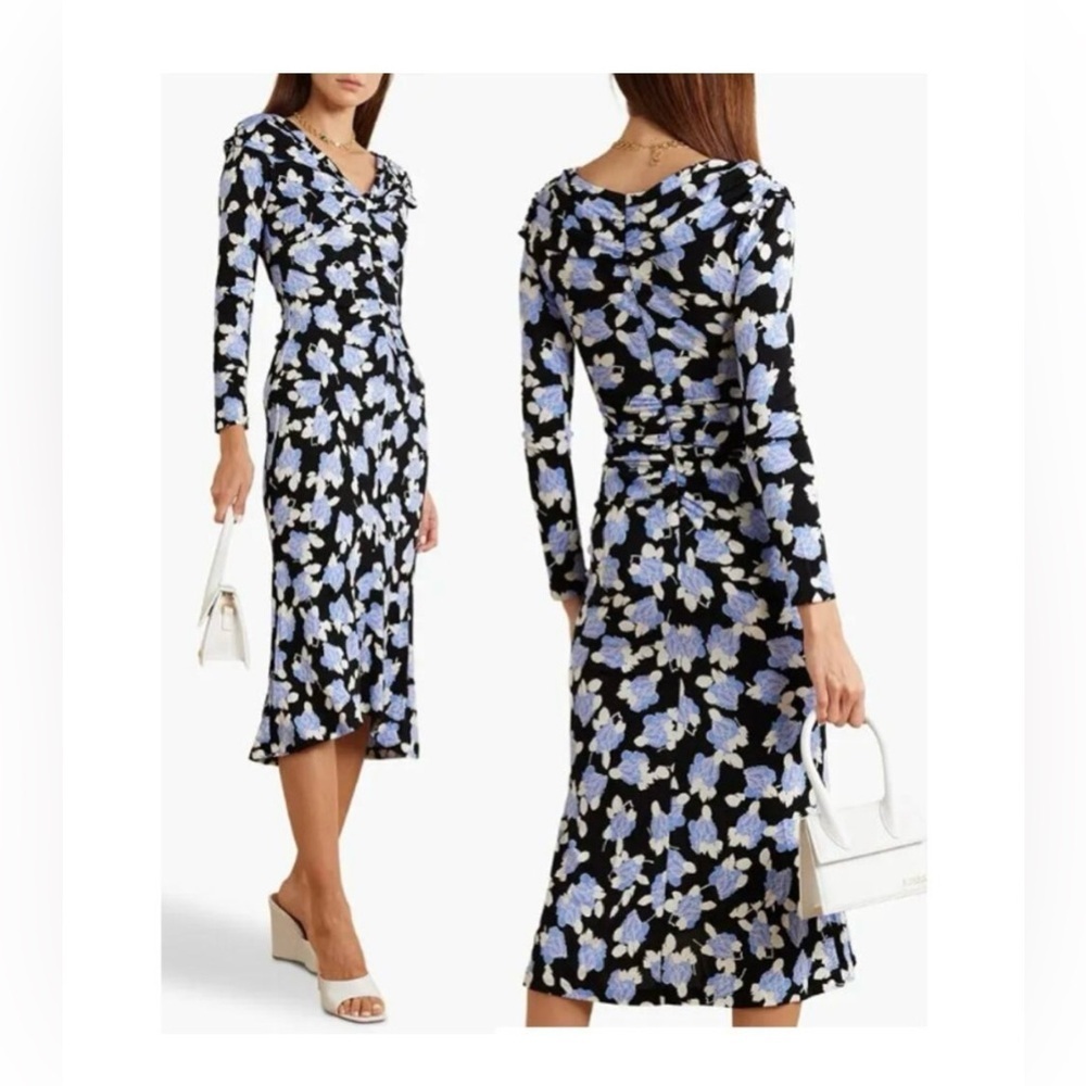 DIANE‎ VON FURSTENBERG Sylviana ruched floral-print stretch-jersey midi dress